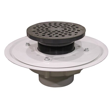 Jones Stephens 4in. Heavy Duty PVC Drain Base with 3-1/2in. Plastic Spud and 5in. Stainless Steel Strainer D53470